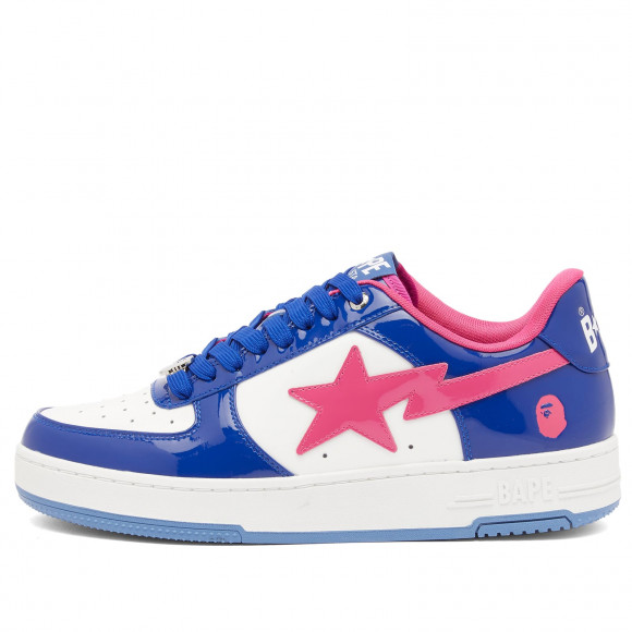 A Bathing Ape Men's Patent Leather Bape Sta Sneaker Blue/White/Pink - 001FWK801301M-BLU