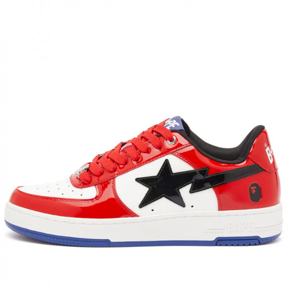 A Bathing Ape Men's Patent Leather Bape Sta Sneaker Red/White/Black - 001FWK801301M-RED