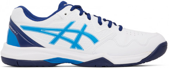 Asics White & Blue Gel-Dedicate 7 Sneakers - 1041A223