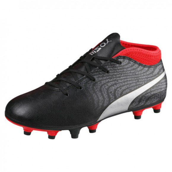 PUMA ONE 18.4 FG Soccer Cleats JR Shoes in Black/Silver/Red Blast - 104557_01