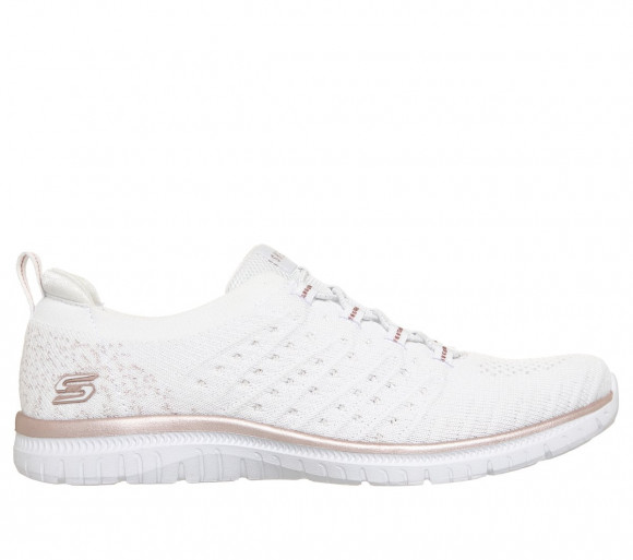 Skechers Women's Virtue - Copper Dream Sneaker in White/Rose Gold - 104723