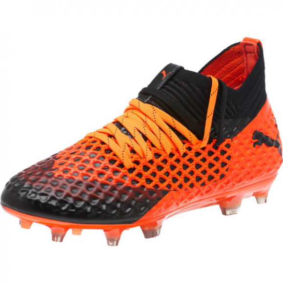PUMA FUTURE 2.1 NETFIT FG/AG Soccer Cleats JR Shoes in Black/Shocking Orange - 104814_02