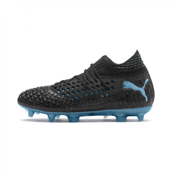 PUMA FUTURE 4.1 NETFIT City FG/AG Soccer Cleats JR Shoes in Black/Sky Blue/White - 105736_01