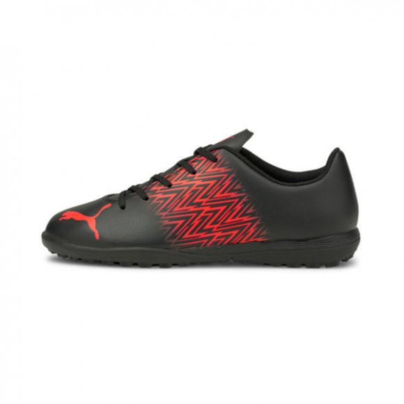 red and black soccer shoes