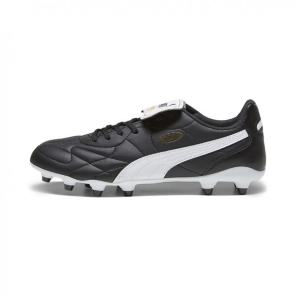 PUMA KING TOP Firm Ground/Artificial Ground Men's Soccer Cleats Shoes in Black/White/Gold - 107348_01