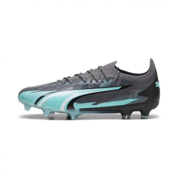 PUMA ULTRA ULTIMATE RUSH Firm Ground/Artificial Ground Men's Soccer Cleats Shoes in Strong Grey/White/Elektro Aqua - 107827_01