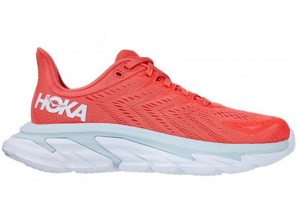 HOKA Women's Clifton Edge Shoes in Hot Coral/White - 1110511-HCWH