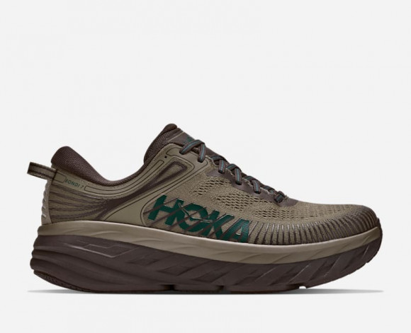 HOKA Men's Bondi 7 Lifestyle Shoes in Antique Olive/Cast Iron - 1110518-ALVC