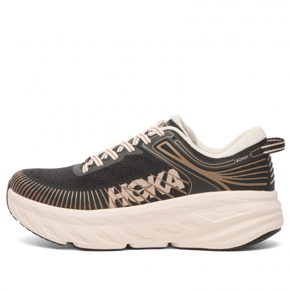 HOKA ONE ONE Women's Bondi 7 Sneaker in Black/Rose Cream - 1110519-BCKRS