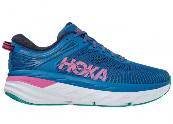 HOKA Women's Bondi 7 Shoes in Vallarta Blue/Phlox Pink - 1110519-VBPP