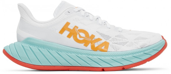 HOKA Men's Carbon X 2 Shoes in White/Blazing Orange - 1113526-WBOR