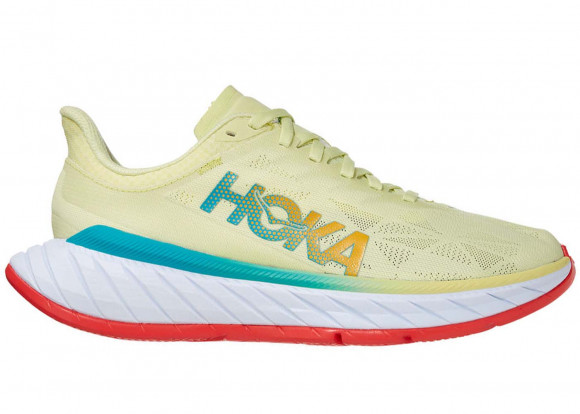 HOKA Women's Carbon X 2 Shoes in Luminary Green/Hot Coral - 1113527-LGHC
