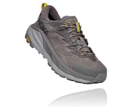 HOKA Men's Kaha Low Gore-Tex Hiking Shoes in Charcoal Gray/Green Sheen - 1118586-CGGS