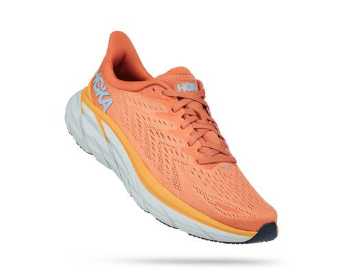 HOKA Women's Clifton 8 Shoes in Sun Baked/Shell Coral - 1119394-SBSCR
