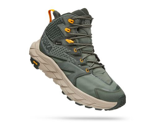 HOKA Men's Anacapa Mid Gore-Tex Hiking Shoes in Thyme/Radiant Yellow - 1122018-TRYL