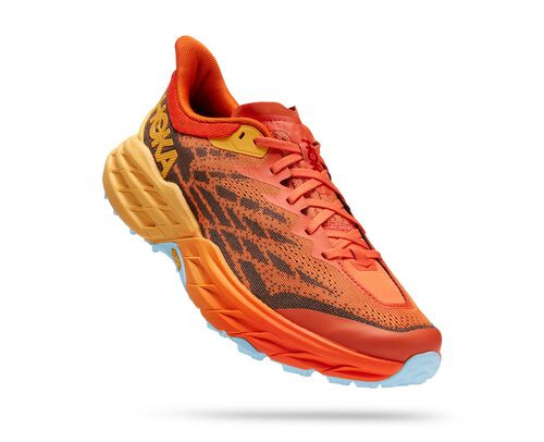 HOKA Men's Speedgoat 5 All-Terrain Running Shoes in Puffin's Bill/Amber Yellow - 1123157-PBAY