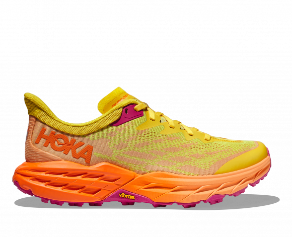 HOKA Women's Speedgoat 5 Hiking Shoes in Passion Fruit/Mock Orange - 1123158-PFMO