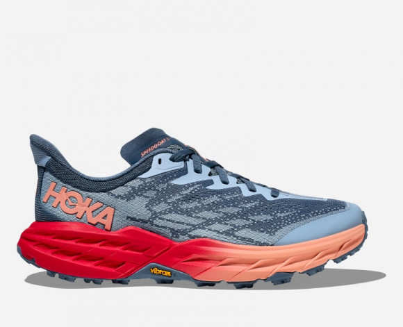 HOKA Women's Speedgoat 5 All-Terrain Running Shoes in Real Teal/Papaya - 1123158-RPY