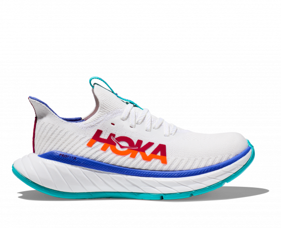 HOKA Women's Carbon X 3 Running Shoes in White/Flame - 1123193-WFM