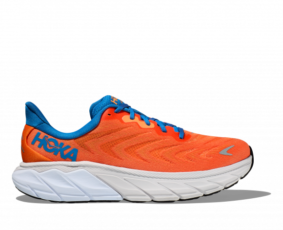 HOKA Men's Arahi 6 Running Shoes in Vibrant Orange/Coastal Sky - 1123194-VOCS