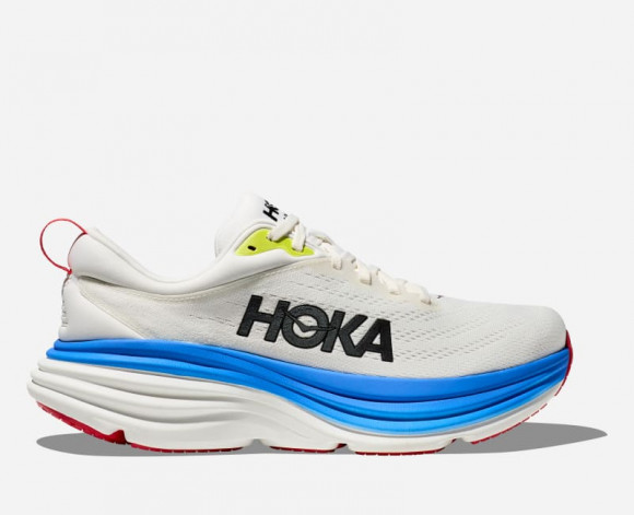 HOKA Men's Bondi 8 Shoes in Blanc De Blanc/Virtual Blue - 1123202-BVR