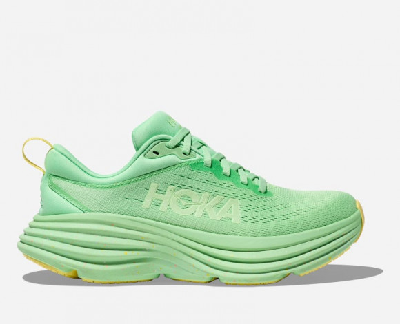 HOKA Men's Bondi 8 Road Running Shoes in Lime Glow/Lemonade - 1123202-LMG