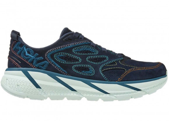 HOKA ONE ONE Men's M Clifton L Embroidery Sneakers in Outer Space/Blue Coral - 1126854-OSBC