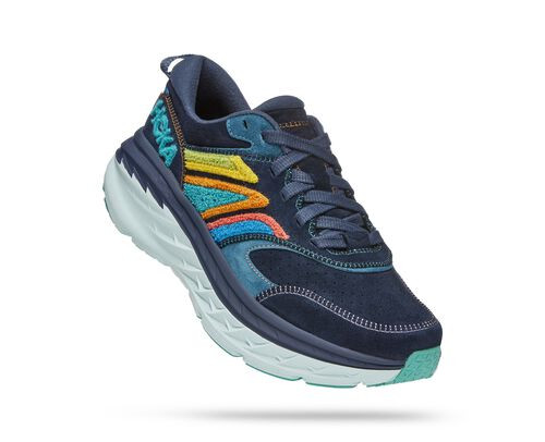 HOKA Bondi L Embroidery Running Shoes in Outer Space/Atlantis - 1126855
