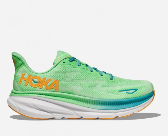 HOKA Men's Clifton 9 Running Shoes in Zest/Lime Glow - 1127895-ZLGL