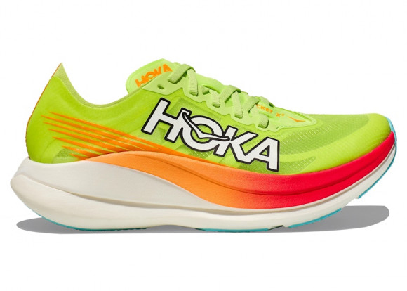 HOKA Rocket X 2 Race Shoes in Lettuce/Solar Flare - 1127927-LCS