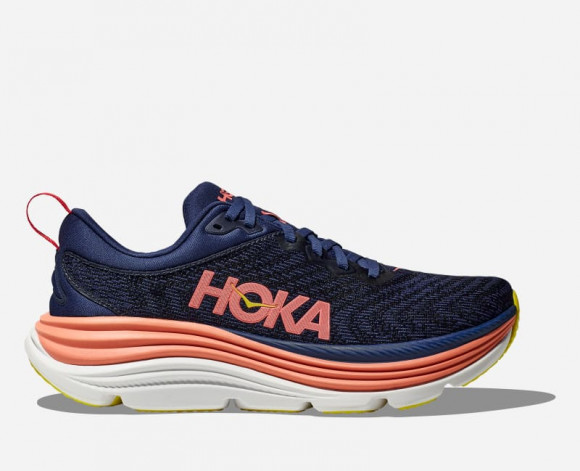 HOKA Women's Gaviota 5 Running Shoes in Evening Sky/Coral - 1134235-EVN