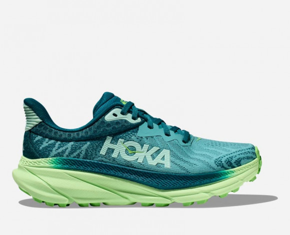 HOKA Challenger 7 Chaussures pour Femme en Ocean Mist/Lime Glow | Route - 1134498-OMLG