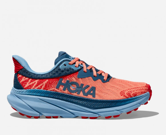 HOKA Women's Challenger 7 Running Shoes in Papaya/Real Teal - 1134498-PPYR
