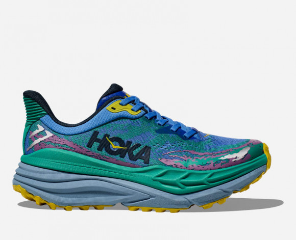 HOKA Men's Stinson 7 Running Shoes in Virtual Blue/Tech Green - 1141530-VTC