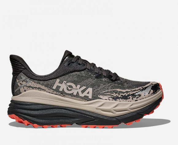 HOKA Women's Stinson 7 Trail Shoes in Black/Putty - 1141531-BKP