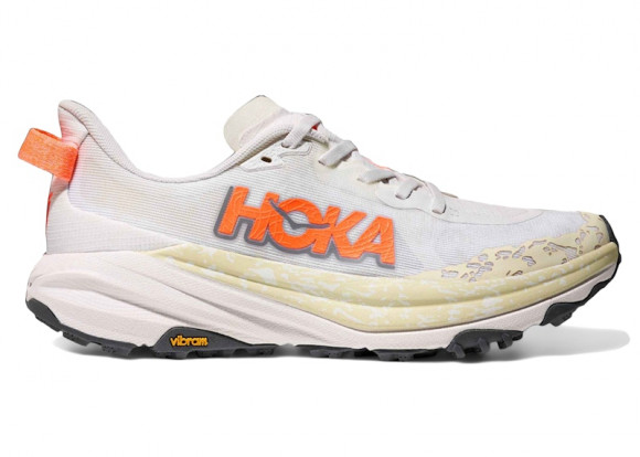 HOKA Women's Speedgoat 6 Trail Shoes in White/Neon Tangerine - 1147811-WNG