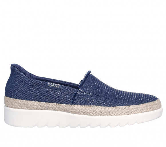 Skechers Women's Slip-ins: BOBS Flexpadrille HI - Glitz Glider Slip-On Shoes in Navy Blue - 114894