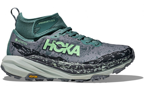 HOKA Women's Speedgoat 6 Mid GORE-TEX Trail Shoes in Mountain Fog/Droplet - 1155153-MFGD