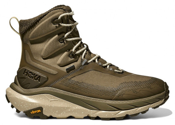 HOKA Men's Kaha 2 Frost GORE-TEX Hiking Shoes in Antique Olive/Oyster Mushroom - 1155194-AMS