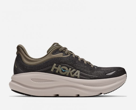 HOKA Men's Bondi 9 Road Running Shoes in Black/River Rock Grey - 1162011-BKRV