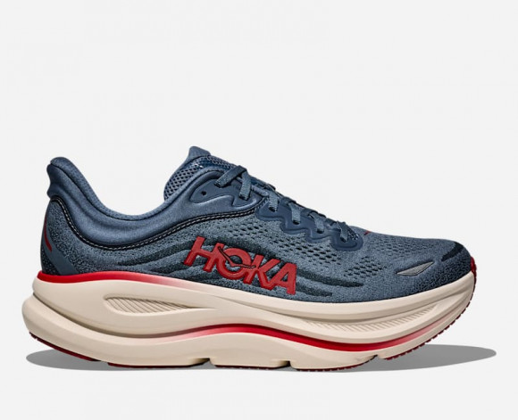 HOKA Men's Bondi 9 Road Running Shoes in Thunder Cloud/Vermillion - 1162011-TDRC