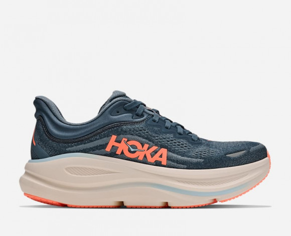 HOKA Women's Bondi 9 Road Running Shoes in Faded Navy/Slate Blue - 1162012-FDNV