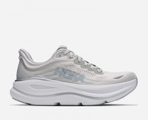 HOKA Women's Bondi 9 Road Running Shoes in Stardust/Mineral Blue - 1162012-STMN