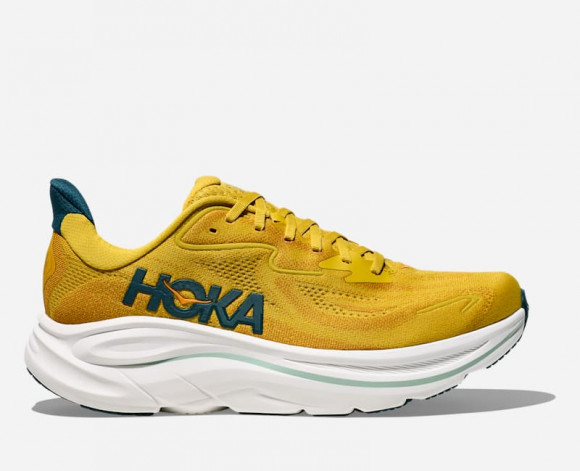 HOKA Men's Clifton 10 Road Running Shoes in Yellow Gold/Tidal Wave - 1162030-YDT