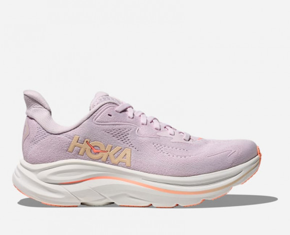 HOKA Women's Clifton 10 Road Running Shoes in Lilac Cream/Tangerine Glow - 1162031-LRMT