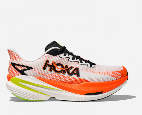 HOKA Men's Mach X 3 Road Running Shoes in White/Neon Tangerine - 1168720-WNG