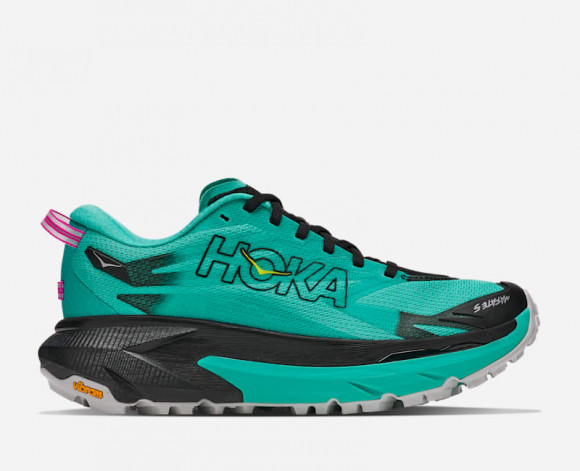 HOKA Women's Mafate 5 Trail Shoes in Black/Electric Aqua - 1168723-BCQ