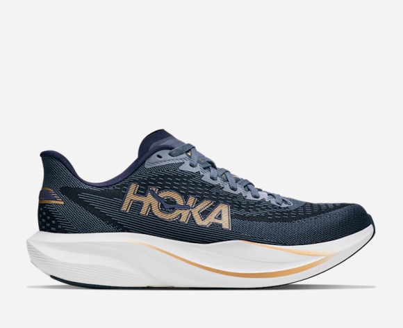 HOKA Men's Mach 7 Road Running Shoes in Faded Navy/Gold - 1171904-FVYG