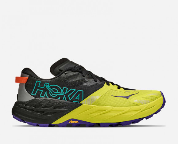 HOKA Men's Speedgoat 7 Trail Shoes in Black/Hoka Citrus - 1171928-BHK