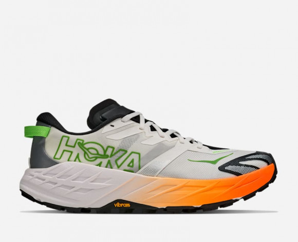 HOKA Men's Speedgoat 7 Trail Shoes in Frost/Neon Tangerine - 1171928-FNTN